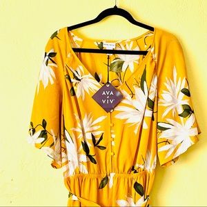 Ava & Viv Gold Flower Maxi Dress